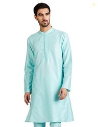 AMAZON BRAND - SYMBOL MEN FESTIVE SOLID LONG KURTA (REGULAR FIT)