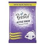 Presto! Active Wash Detergent Powder | 8 Kg | Tough On Stains | Gentle On Fabrics | Colour-Safe | Refreshing Fragrance | Machine And Hand Wash