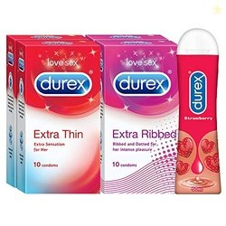 Durex Pleasure Packs (Condoms - 10 Count (Pack of 2, Extra Thin), Cond