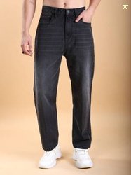 MEN STRAIGHT FIT MID RISE GREY JEANS