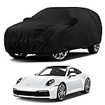 Sulfar 100% Water Resistant Car Body Cover Compatible with Mirror for Porsche 911 (Triple Stitched, Full Bottom Elastic, Black)