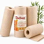 Daffodil Bamboo -2 Ply Kitchen Towel Tissue Roll | 240 Pulls (60 pulls x 4 Rolls) | 100% Eco-Friendly – Pure Bamboo Pulp |Soft & Super Absorbent | Food Safe