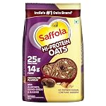 Saffola 25g High Protein Oats | 14g High Fibre | 400g | Chocolate flavour | No Refined Sugar | With Almonds, Raisin, Pumpkin and Chia Seeds | Rolled Oats for Weight management & Muscle gain