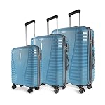 Aristocrat Airpro Set of 3 Large Size (Check-in), Medium Size (Check-in) & Cabin (Small Size) Hard Case Trolley Bags, 8 Wheels, Polypropylene Case, Unisex, 3-Yr Global Warranty, Coral Teal Blue | 8-Wheels, Polypropylene Case, Spacious, Combination Lock, S