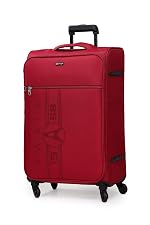 Verage Paris 70 cm Soft Sided Medium Check in Suitcase Luggage Bag with Telescopic Trolley and 360 Spinner 4 Wheels (Red, 24 Inch)