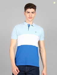 Allen Solly Men Colorblock Polo Neck Cotton Blend White T-Shirt