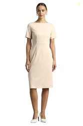 Women's Cotton Blend Boat Neck Mid-Length Sheath Comfort Fit Above The