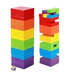 Toy Imagine 54 Pcs Colourful Wooden Blocks for Boys 7â14 Years â Indoor Balancing & Building Game, Montessori Wooden Toys, Kids Activity Tower Block for Cognitive Development & Fun