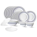 Larah by Borosil Ocean Fluted Series Opalware Dinner Set | 23 Pieces for Family of 6 | Microwave & Dishwasher Safe | Bone-Ash Free | Crockery Set for Dining & Gifting | Plates & Bowls | White