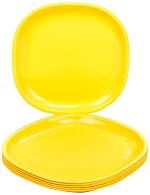 Signoraware BPA Free Plastic Square Full Plate | Microwave Safe | Crack Resistant | Ideal for Family Gatherings & Outdoor Activities | Best for Lunch, Breakfast & Dinner (Set of 6 | LemonYellow)