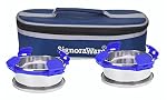 Signora Ware 350Ml+350Ml All Steel Midday Lunch Box with Bag, Food Grade BPA Free, Leak Proof and Air Tight Stainless Steel Containers, Compact and Sleek Tiffin Box (Set of 2 Violet)