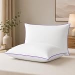 Amazon Basics Microfiber Bed Pillow | 68 x 43 cm | Pack of 2 | Long-Lasting Fluffiness | Breathable & Soft (White)
