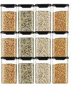 Homemet Premium Quality Unbreakable Air Tight Square Plastic Containers Set for Kitchen Storage 1100ml Plastic Easy Flow Cereal Dispenser Storage Box Jar Food Rice Pasta Pulses (1100 ML, 03)