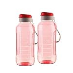 ATTRO Ultra Pro Motivational 1.5-Liter BPA-Free Water Bottle with Leak-Proof Flip-Top Cap, Nylon Strap and Stylish Color for Daily Hydration- Red-Set of 2