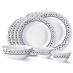 Larah by Borosil Ocean Fluted Series Opalware Dinner Set | 13 Pieces for Family of 4 | Microwave & Dishwasher Safe | Bone-Ash Free | Crockery Set for Dining & Gifting | Plates & Bowls | White