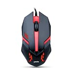 GEONIX Vigor R7 Wired Gaming Mouse with 1200 DPI, PVC Cable, 3 Buttons, Center Click, 1 Year Warranty (Black Red)