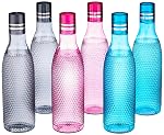 Solimo Unbreakable Round Plastic Water Bottle | Leak Proof | BPA Free | Ideal for Gym, Office, Home, Travel, College | 1 Litre Each | Set of 6 | Multi-Colour