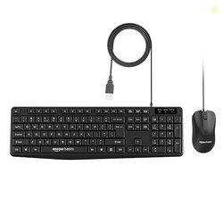 Amazon Basics Wired Keyboard and Mouse Combo l 1200 DPI l for Windows