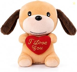 Storio I Love You Valentine Plush Dog | Cute Soft Cuddly Stuffed Anima