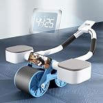 Lifelong LLAR02 Ab Roller With Automatic Rebound, Elbow Support, Timer & Mobile Holder, Dual Non-Slip Wheels, Professional Core Strength Training Ab Roller, Home Gym Core Trainer With Knee Pad â Blue