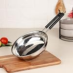 The Earth Store Stainless Steel Frypan 20cm (900ml) Heavy Gauge Sandwich Base | Induction & Gas Compatible | Scratch Resistant Cooking Pan with Sturdy Bakelite Handle