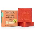 Soulflower Brightening Orange Carrot Soap for Glowing Skin | Deep Cleansing Handmade Bathing Bar For Hard Water with Ginger & Vitamin E | Helps Revive Dull Skin & Refreshes Skin | All Skin Types|100g