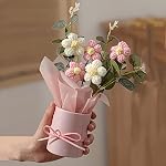 Artificial Crochet Flower Bouquet/Artificial Flowers Bunch/Crochet Flowers Bouquet/Crochet Flowers/Flowers Bouquet for Girls Home Decor (Pink Bouquet)