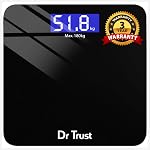 Dr Trust USA Zen Rechargeable Digital Electronic Weight Machine, CE approved with 3 Years Warranty, For Human Body 180Kg Capacity, Tempered Glass, LCD Display Personal Weighing Scale – 503 (Black)