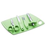 Anjali 5-Piece Kitchen Tool Set â 1 Chopping Board, 1 Knife, 1 Peeler, 1 Scissor, 1 Lighter â Essential Cooking & Food Prep Accessories for Home