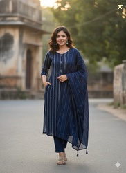Get smart wear Alliance Embroidered Kurta, Trouser/Pant & Dupatta...mo