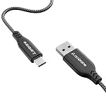 Ambrane Type C Cable 3A Fast Charging 1M Braided Cable for Iphone Smartphones, Tablets, Laptops & other Type C devices, 480Mbps Data Sync, Quick Charge 3.0 (RCT 10, Black)