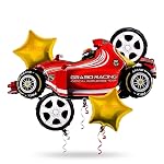 Balloonistics Sports Car Racing Theme Happy Birthday Balloon Bouquet Pack Of 5