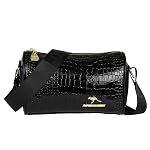 Storite Small PU Leather Women Tote Bag, CrocodileTexture fashionable & Party Sling Bag, Shoulder Crossbody Bag with Adjustable Strap-Black(22x13x10 cm)