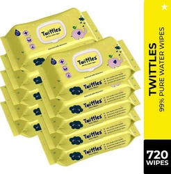 Twittles Soft Baby Cleansing Wipes With Lid, 99% Water & Aloe Ver...mo