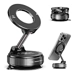 pTron Dockit 360Â° Magnetic Car Mobile Holder, Strong Vacuum Suction, Universal Car Mount for Dashboard, Gym, Mirror, Compact, Foldable, Rotatable Mobile Stand Compatible with All Smartphones (Black)