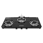Faber Phoenix 3 Burner Cooktop | Black Glass Finish | Double Drip Tray | ABS Knobs | Pan Support |5 Yr Warranty on Burner & 2Yrs Comprehensive | Phoenix 3BA BK