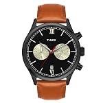 TIMEX Analog Watch for man with Black Round Dial & Tan Leather Strap Band Water Resistant Men’s Wrist Watches – TWEG19808
