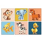 Wooden Jigsaw Puzzle Set of 6 for Kids | Pack of 6 Puzzles with 4 Pieces Each | Learning Toy for 2 3 4 5 Year Old Boys & Girls | Animal & Jungle Theme