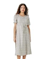 Symbol Women Rayon Fit and Flare One Piece Midi Length Dress (with Self Fabric Belt) (Available in Plus Sizes)
