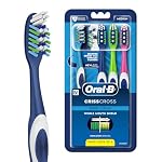 Oral-B Criss Cross Deep Clean Medium Bristles Manual Toothbrush For Adults,Tongue Cleaner, Multicolour Tooth Brush Set, Oral B Dentist Recommended Brand (Family Pack of 4)