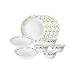 Larah by BOROSIL Cripper Opalware Dinner Floral Set, 10 -Piece, White
