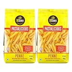 DiSano Penne Pasta 400 gm (Pack of 2), Healthy Pasta, Made with 100% Durum Wheat Semolina, 100% Suji, No Maida, Source of Protein & Fibre, Non-Sticky