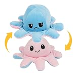 EITHEO Side Changing Octopus Mini Plush – Stuffed Animal Toy | Show Your Mood Without Saying a Word (Blue Pink)