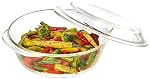 Solimo Borosilicate Glass Casserole-Cum-Serving Bowl with Lid | Set of 3 | Safe for Use in Oven and Microwave | Deep Round | 650 Ml + 1000 Ml + 1500 Ml | Transparent