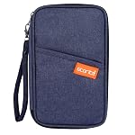 Storite Nylon Travel Family Passport Holder Wallet Organizer for Credit Debit Card Boarding Pass with Removable Hand Strap for Men and Women(Navy Blue)
