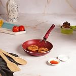 Cello Crown Induction Base Taper Fry Pan 22cm, Maroon (Aluminium)