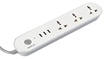 Havells USB Star – 3+1 Extension Board| 1.5Mtr Copper ISI Certified Wire | Surge and Spike Protection | 3 Universal Sockets and 3 USB Ports, 3.1 Amp| 6A, 240 V AC | LED Indicator | Home & Office Use