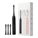 Sonic Electric Toothbrush for Adults & Kids, 34,000 Strokes/Min Rechargeable Tooth Brush with 5 Cleaning Modes, 4 Brush Heads, USB Charging and IPX7 Waterproof Design, Black
