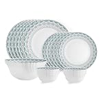 Cello Dazzle Series Celeste Opalware Dinner Set | 20Pcs | White | Service For 6 | Microwave & Dishwasher Safe | Light-Weight & Durable | Chip & Scratch Resistant | Best For Special Occassion & Gifting