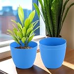 Kuber Industries (Pack of 3) Flower Pot | Phooldaan for Terrace, Garden | Fuldani for Home D?cor (5 Inch) Plain Cool Indoor Plant Stand | Blue